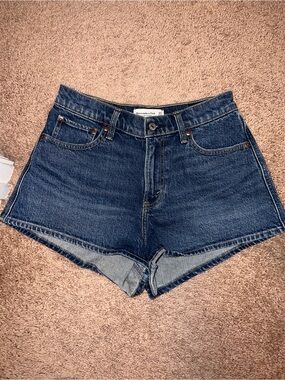 Abercrombie & Fitch Vintage-Inspired Dark Wash Denim High-Rise Shorts